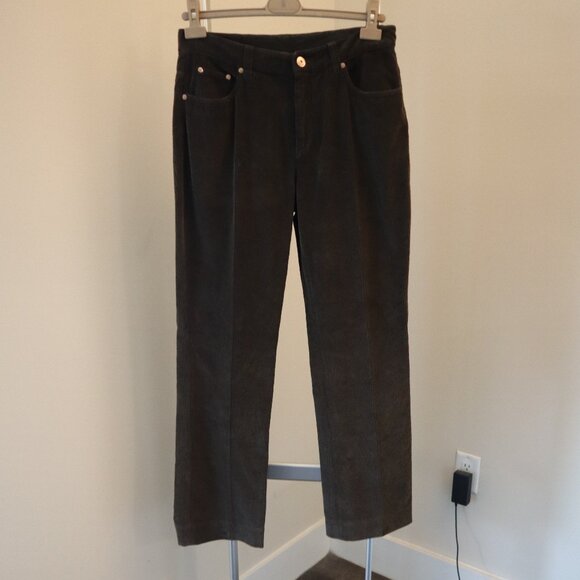 Brunello Cucinelli Monili Tab Jean Corduroy Kick Flare Dark Brown Size 8 - Picture 7 of 10